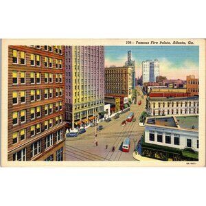 Postcard, Five Points, Atlanta, Ga, 1930s, Vintage, (PC58)
